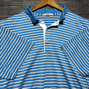 Peter Millar Vintage Polo Shirt Men's XL Blue Striped Short Sleeve